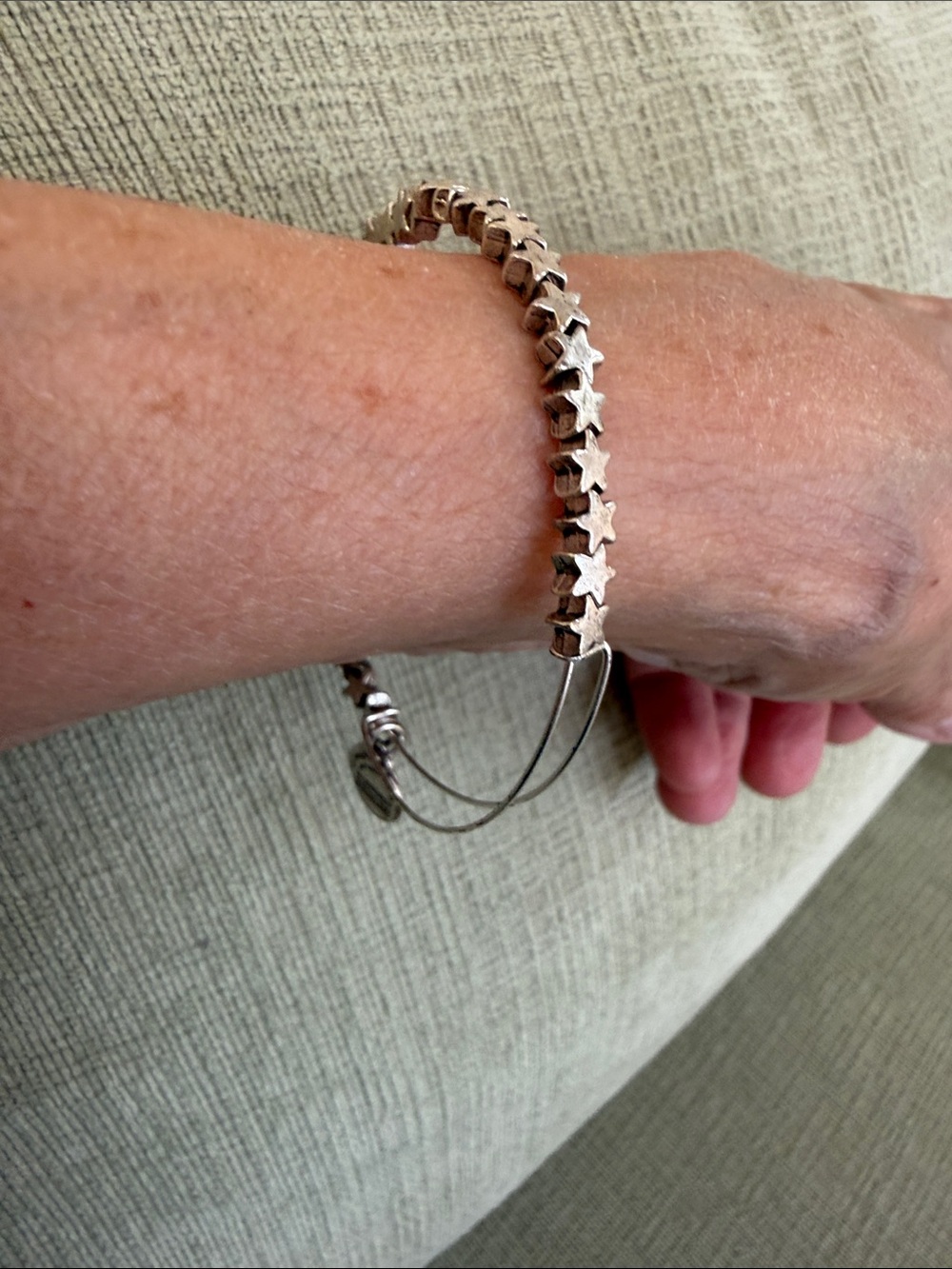 Alex and Ani Star Beaded Rafaelian  Silver Bangle